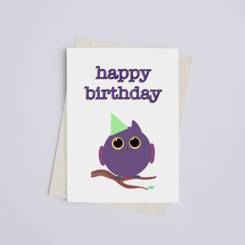 Happy Birthday Owl - Greeting Card