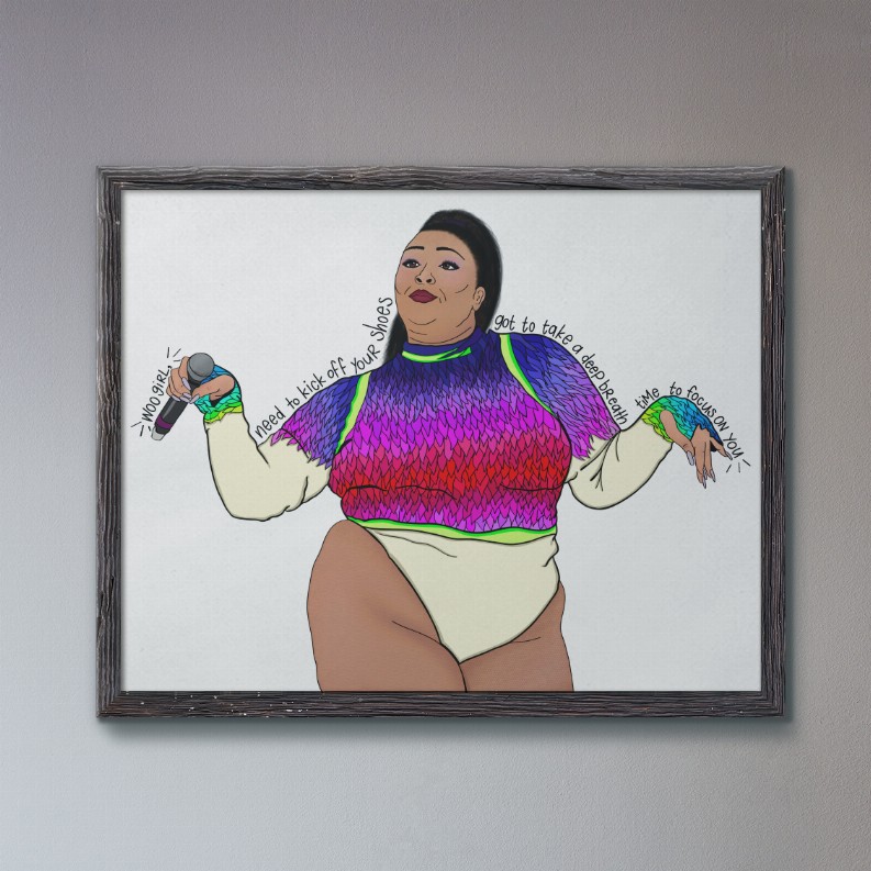 Lizzo Wall Art Print - 8 x 10FramedGood As Hell Lyrics