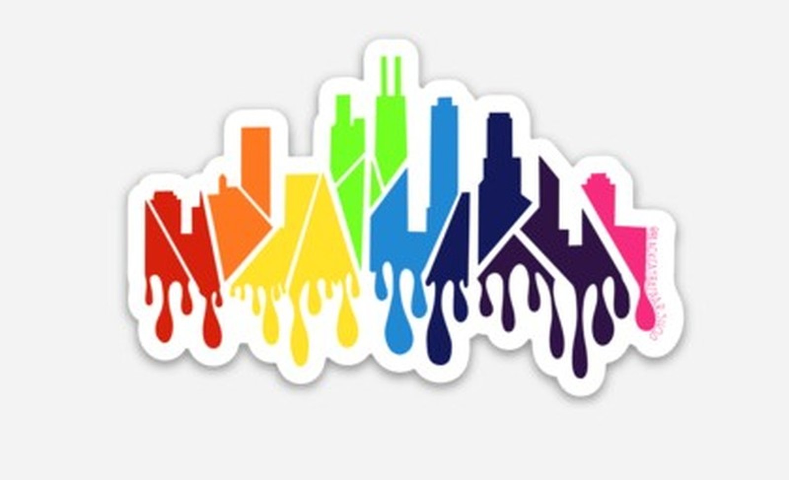 Rainbow Drippy Skyline Sticker