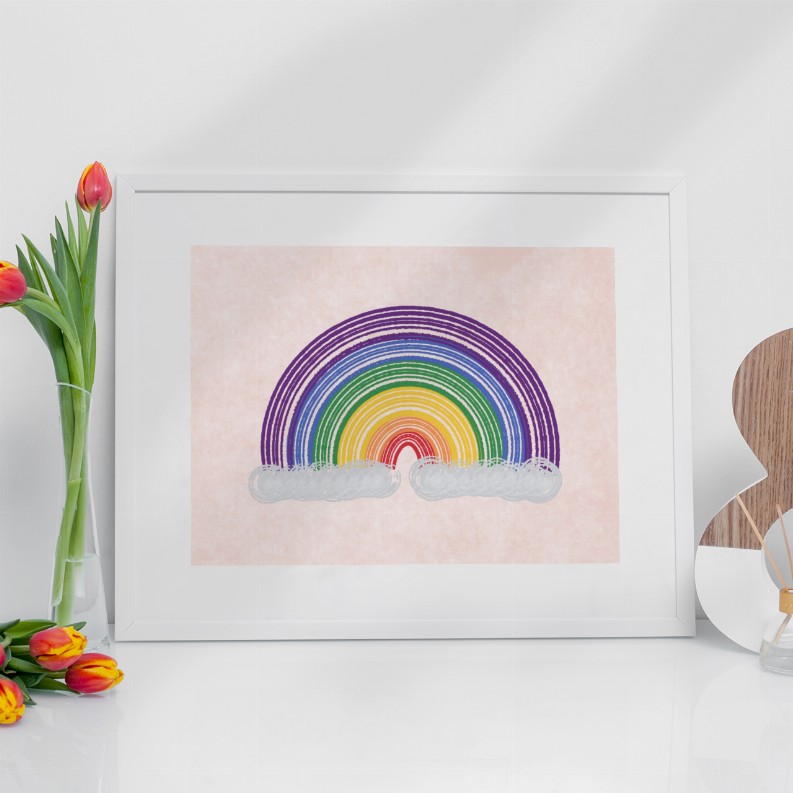 Rainbow Wall Art Print - 8 x 10 Framed