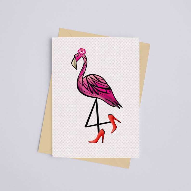 Sassy Flamingo with Heels Greeting Card