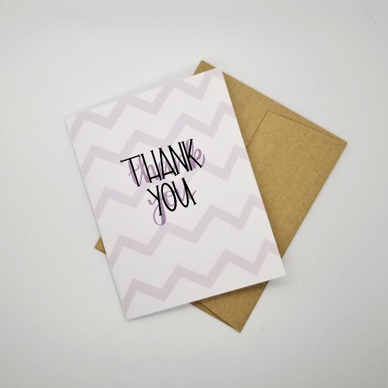 Thank You - Greeting Card Purple Chevron