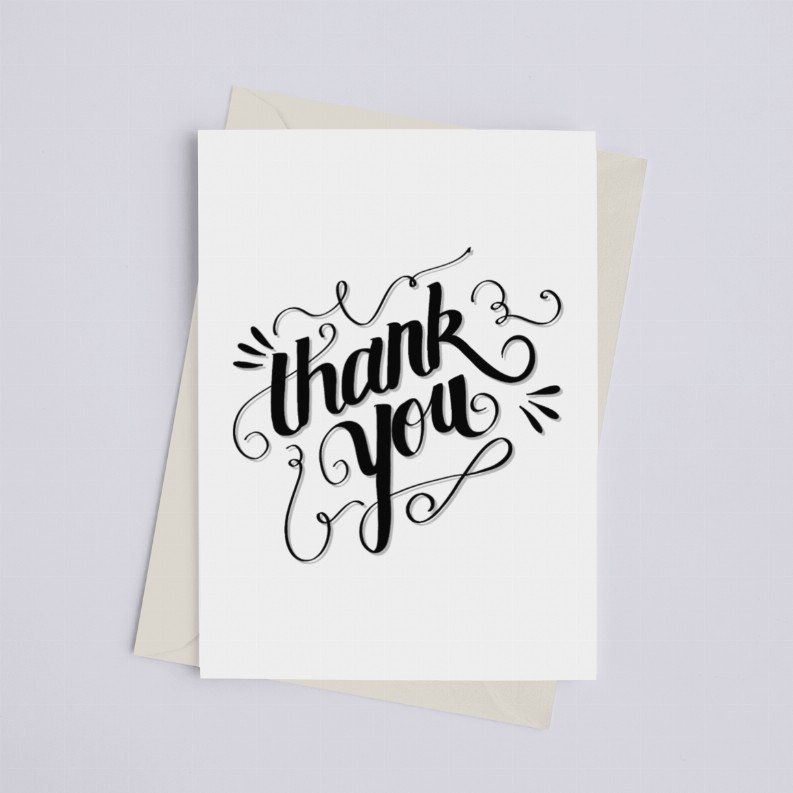 Thank You Black & White - Greeting Card