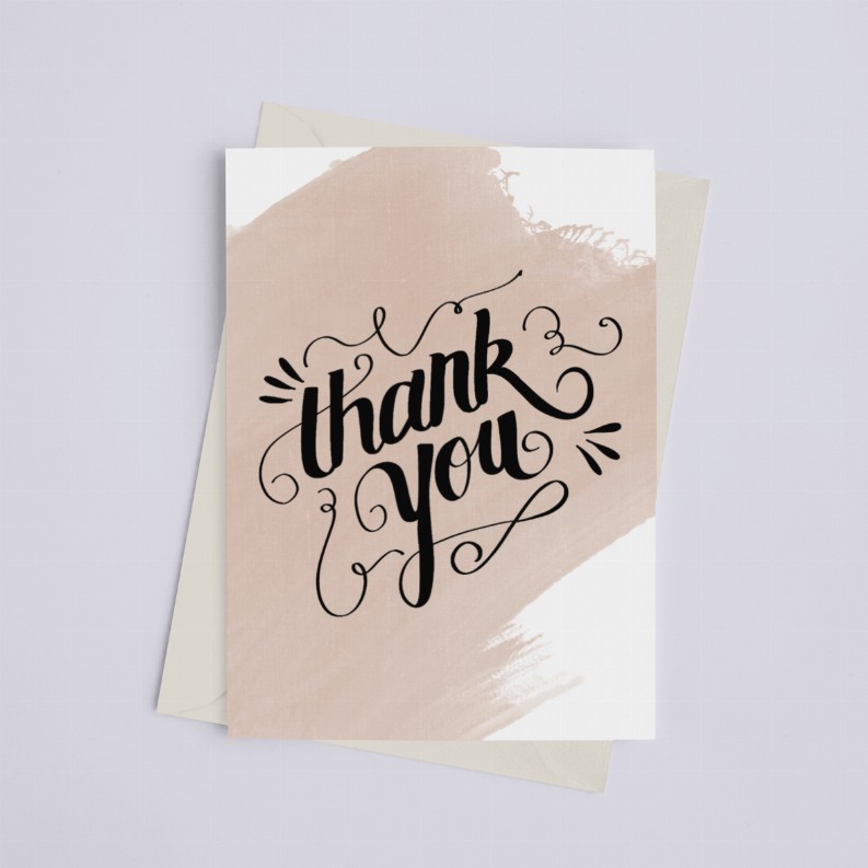 Thank You Watercolor - Greeting Card Peach