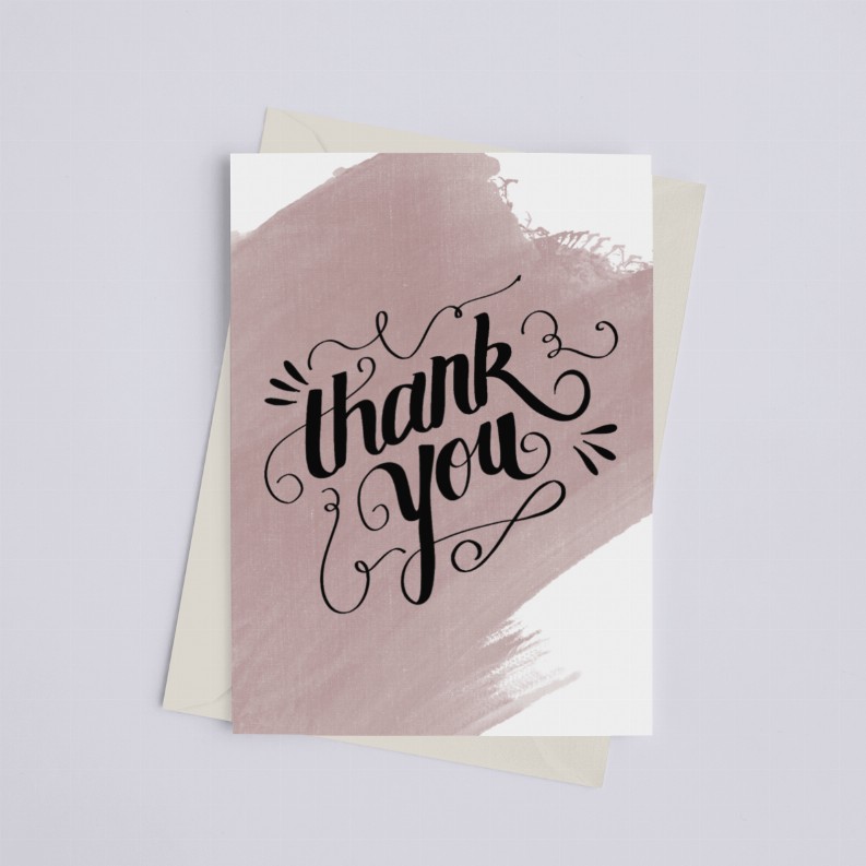Thank You Watercolor - Greeting Card Mauve