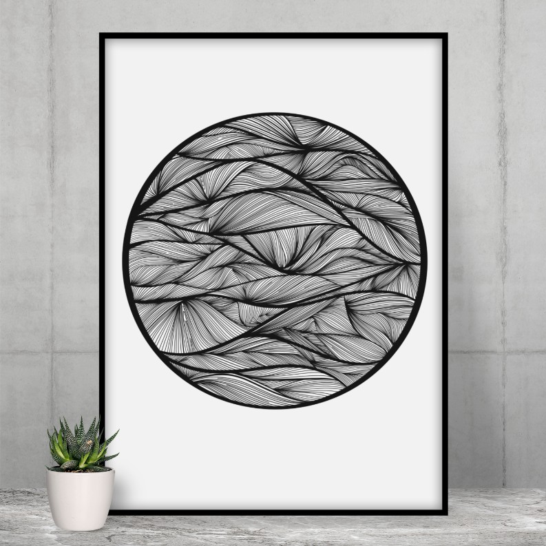 Zen Line Print #1 - Circle - 8 X 10Satin Photo Paper