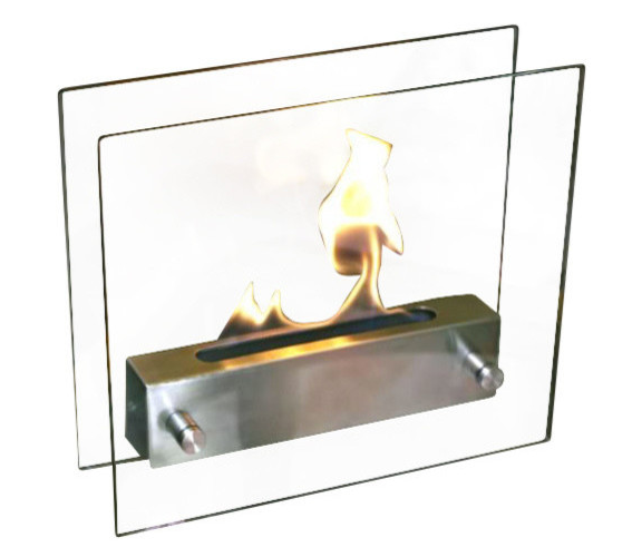 Irradia Tabletop Fireplace 11.81"H x 13.77"W x 4.33"D Brushed Stainless Steel