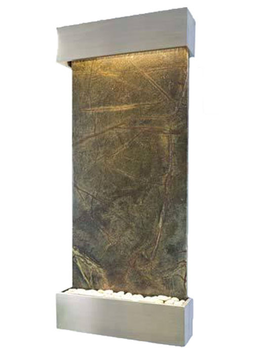 Nojoqui Falls Classic Large Fountain 58" x 25.5" Rainforest Green Marble w/Brushed Stainless Trim