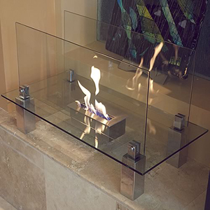 Fiero Freestanding Fireplace 17.71"H x 31.49"W x 15.74"D Brushed Stainless Steel