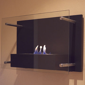 Radia Wall Mounted Fireplace 15.74"H x 23.62"W x 8.26"D Black Heat Resistant