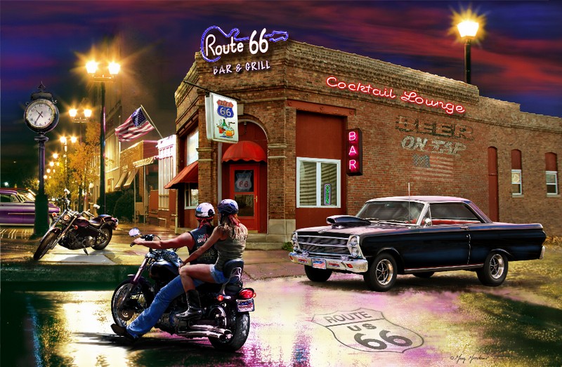 Bar & Grill Cars - 3D Postcard