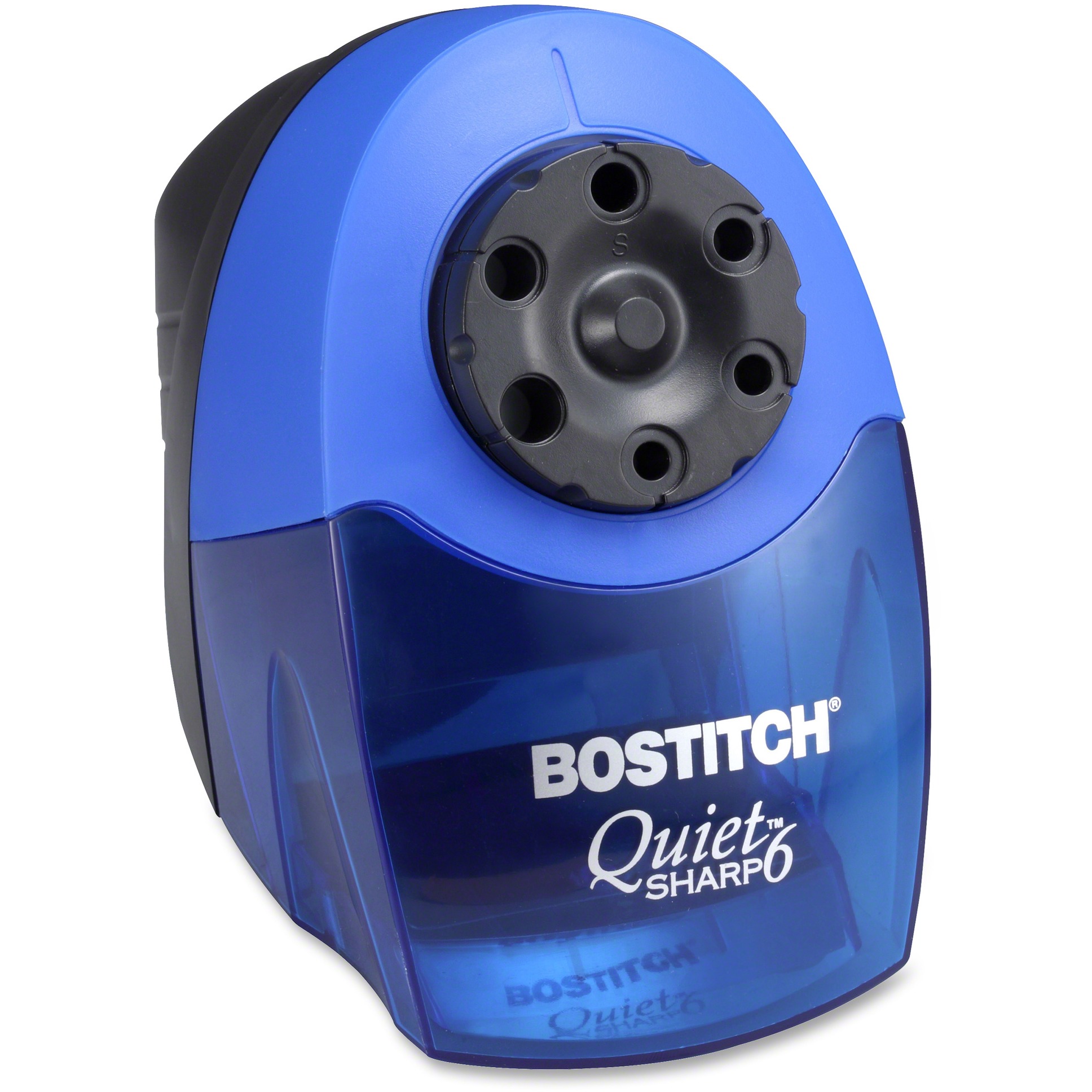 6 Heavy Duty Electric Pencil Sharpener - Desktop - 6 Hole(s) - 7.5" Height x 5" Width x 9" Depth - Black, Blue - 1 Each