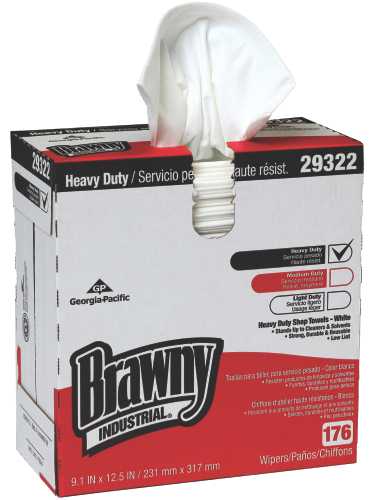 Brawny Industrial Shop Towel Heavy-Duty White 9.1 In. X 12.5 In. 