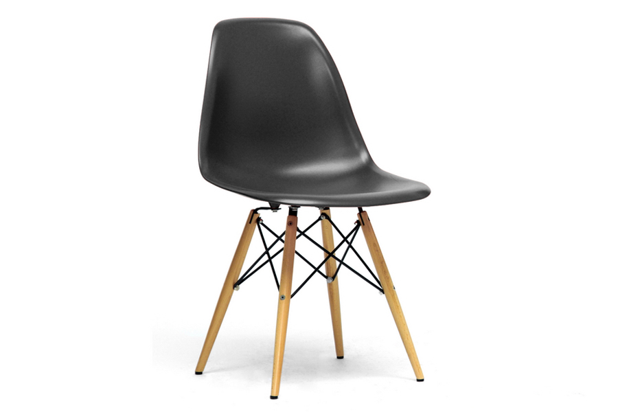 Baxton Studio Azzo Black Plastic Mid-Century Modern Shell Chair (Set of 2)