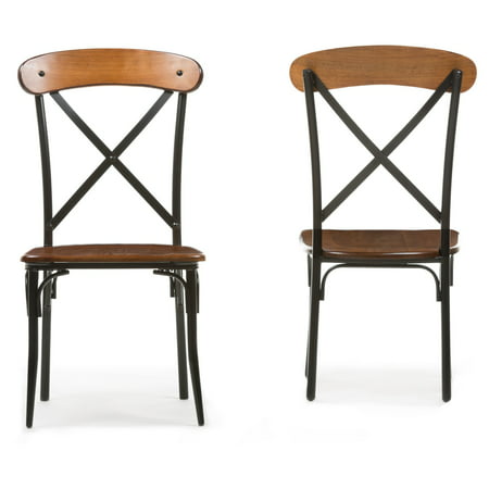 Baxton Studio Broxburn Light Brown Wood & Metal Dining Chair (Set of 2)