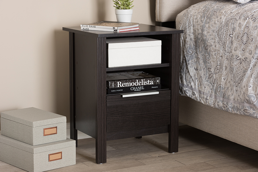 Baxton Studio Hamish Modern and Contemporary Wenge Brown Finished 1-Drawer Nightstand