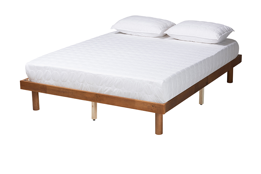 Baxton Studio Winston Mid-Century Modern Walnut Brown Finished Wood Full Size Platform Bed frame