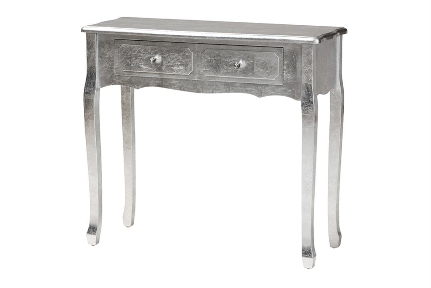 Baxton Studio Newton Classic and Traditional Silver Finished Wood 2-Drawer Console Table