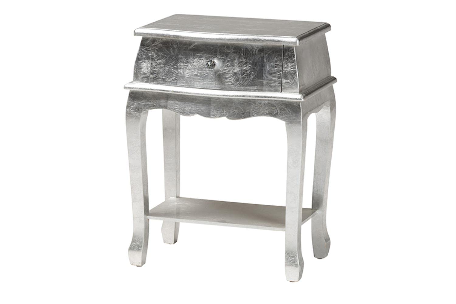 Baxton Studio Harriet Classic and Traditional Silver Finished Wood 1-Drawer Nightstand