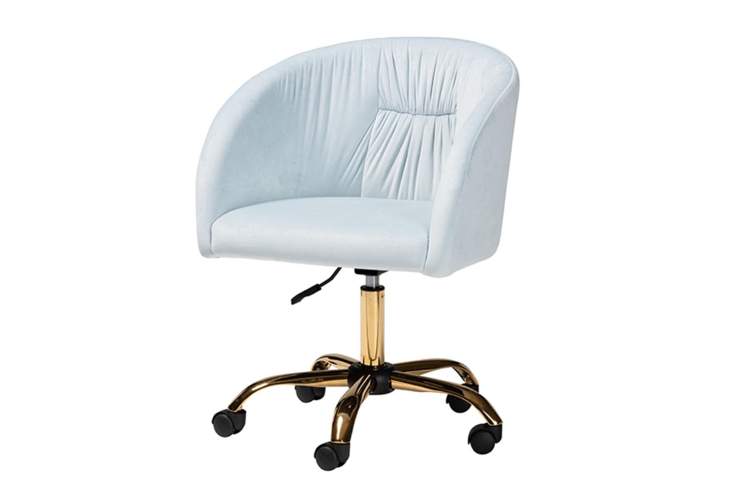 Baxton Studio Ravenna Contemporary Glam and Luxe Aqua Velvet Fabric and Gold Metal Swivel Office Chair