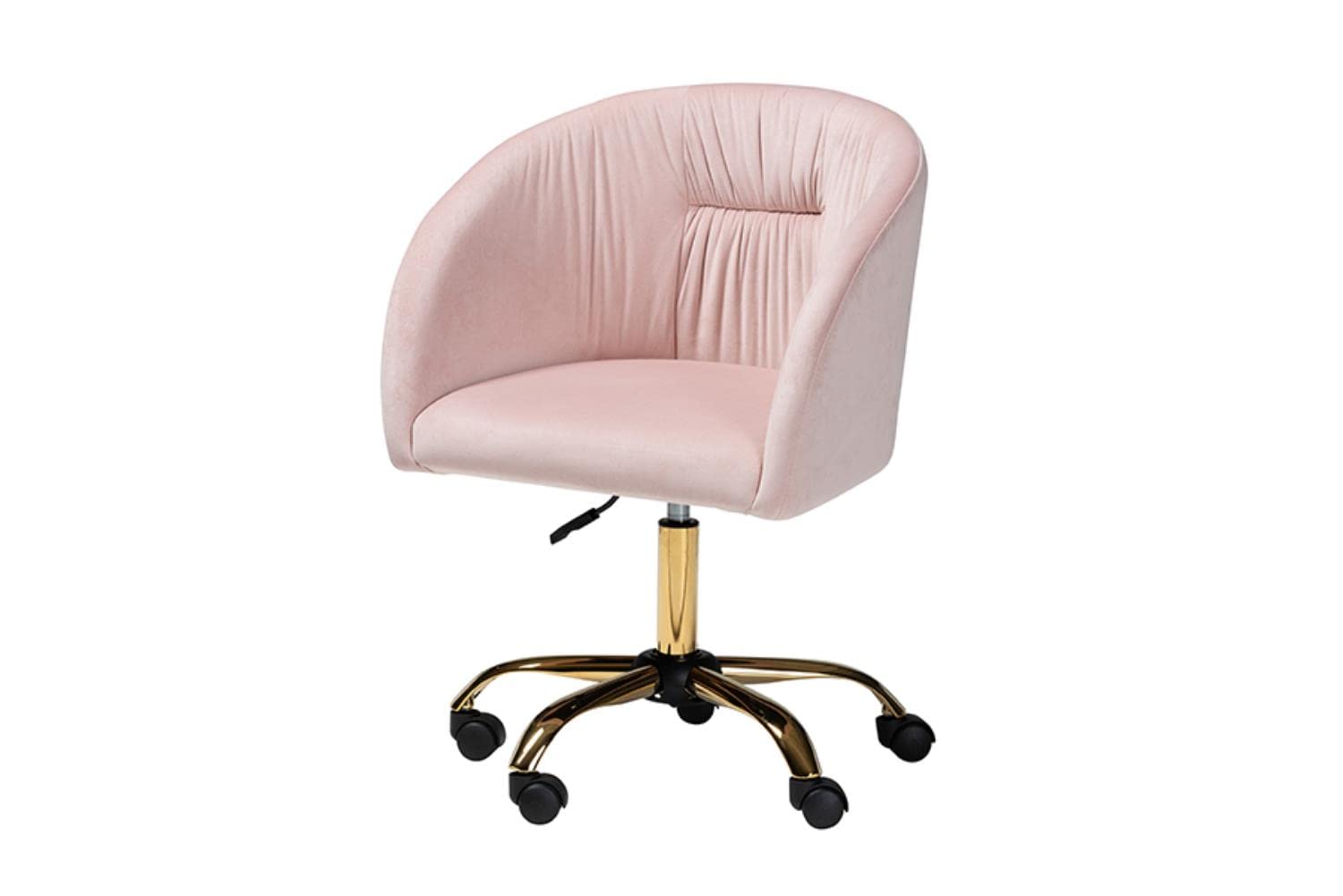 Baxton Studio Ravenna Contemporary Glam and Luxe Blush Pink Velvet Fabric and Gold Metal Swivel Office Chair