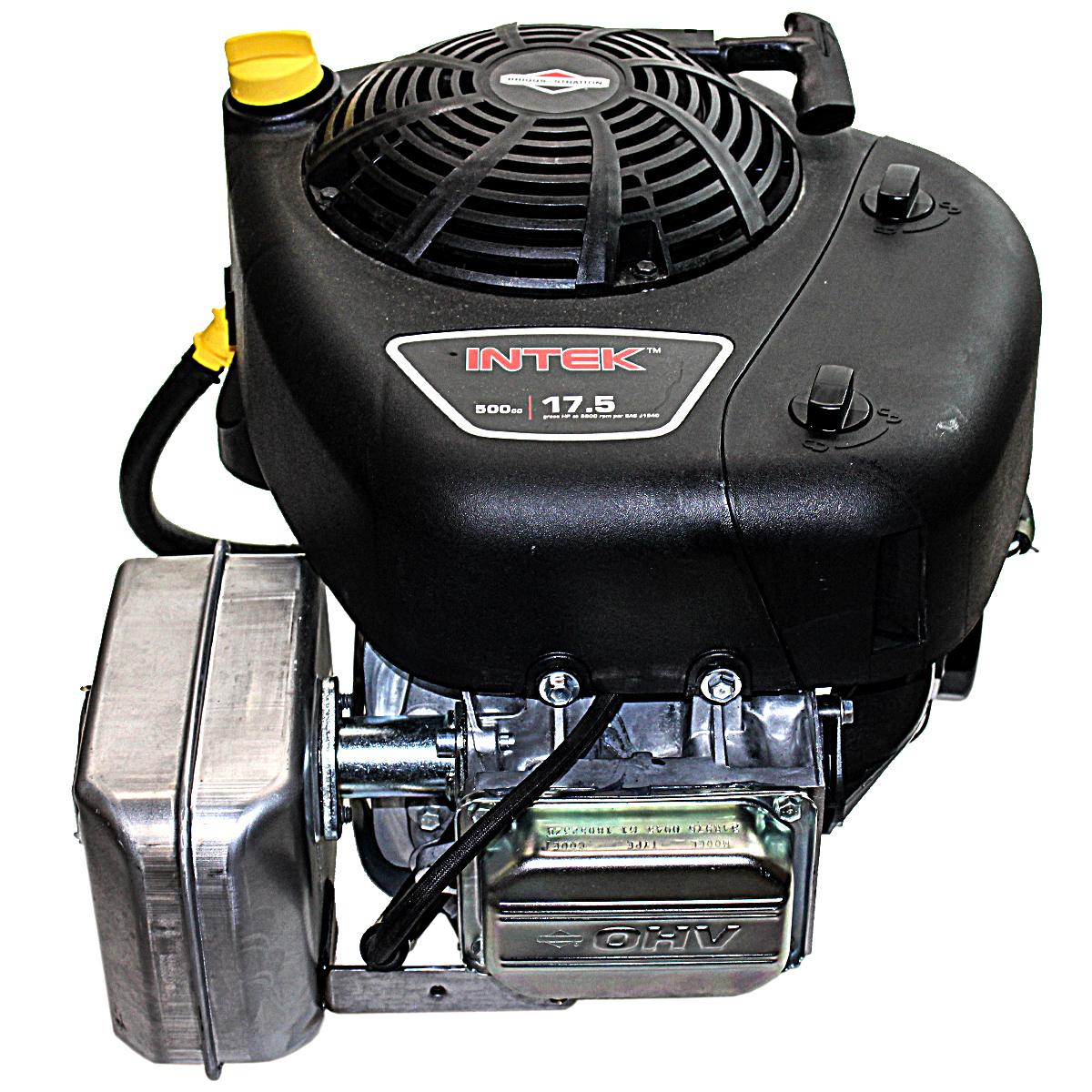 17.5HP Vertical 1" x 3 5/32" Shaft, Intek, OHV, Recoil Start, 9 Amp Alternator, Oil Filter, Muffler, Fuel Pump, Briggs Stratto