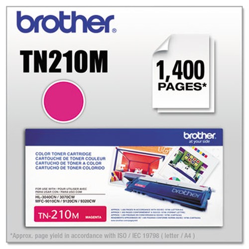 Brother Genuine TN210M Magenta Toner Cartridge. - Laser - 1400 Pages - Magenta - 1 Each