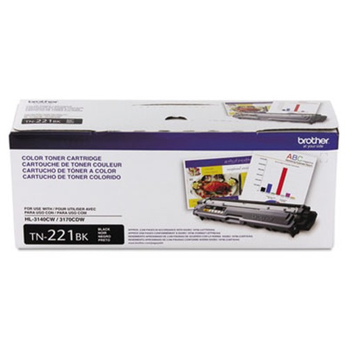 Brother Genuine TN221BK Black Toner Cartridge - Laser - Standard Yield - 2500 Pages - Black - 1 Each