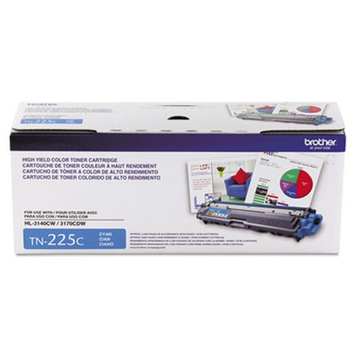 Brother Genuine TN225C High Yield Cyan Toner Cartridge - Laser - High Yield - 2200 Pages - Cyan - 1 Each