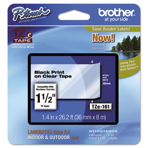 Brother P-Touch TZe Laminated Tape - 1 27/64" x 26 1/4 ft Length - Rectangle - Thermal Transfer - Clear - 1 Each - Chemical Resi