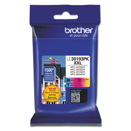 Brother LC30193PK Original Inkjet Ink Cartridge - Cyan, Magenta, Yellow - 3 / Pack - 1500 Pages Cyan, 1500 Pages Magenta, 1500 P