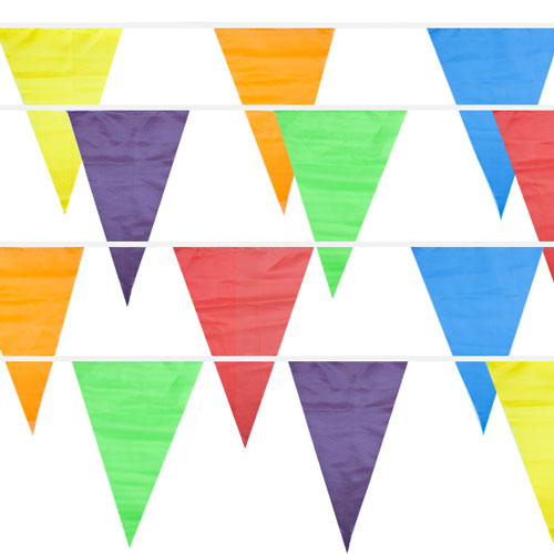 Multi-Color 100 Foot Pennant Stringer with 48 Flags 
