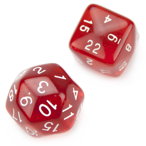 Set of 24 and 30 Sided Translucent Red Polyhedral Dice