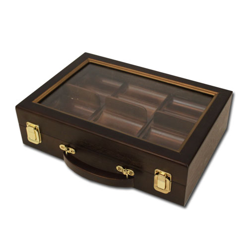 300 Ct Walnut Wooden Case w/ See Through Lid