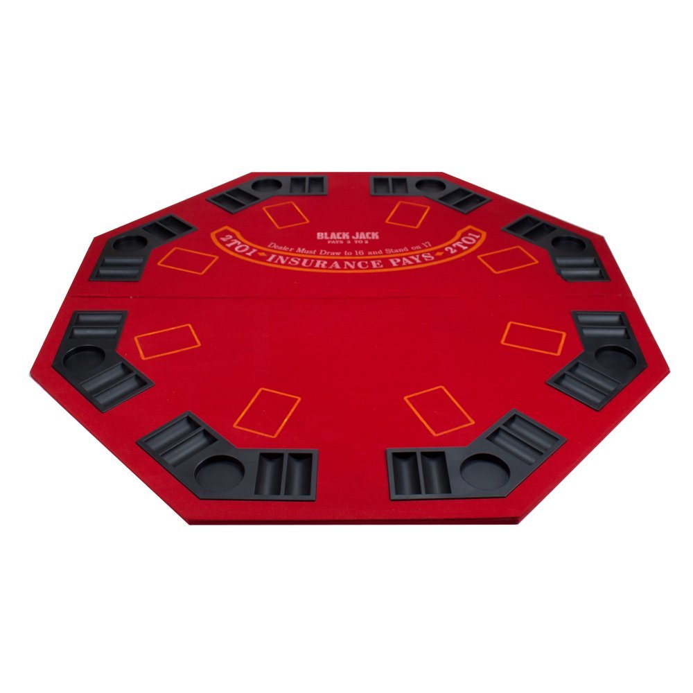 2 in 1 Red Folding Poker & Blackjack Table Top w/ Case