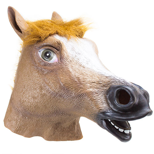 Startled Horse Head Mask with Furry Mane