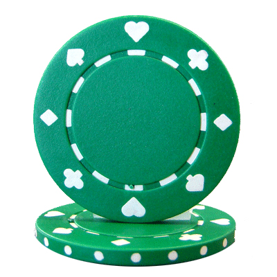 Roll of 25 - Green 7.5 Gram Suited Poker Chip
