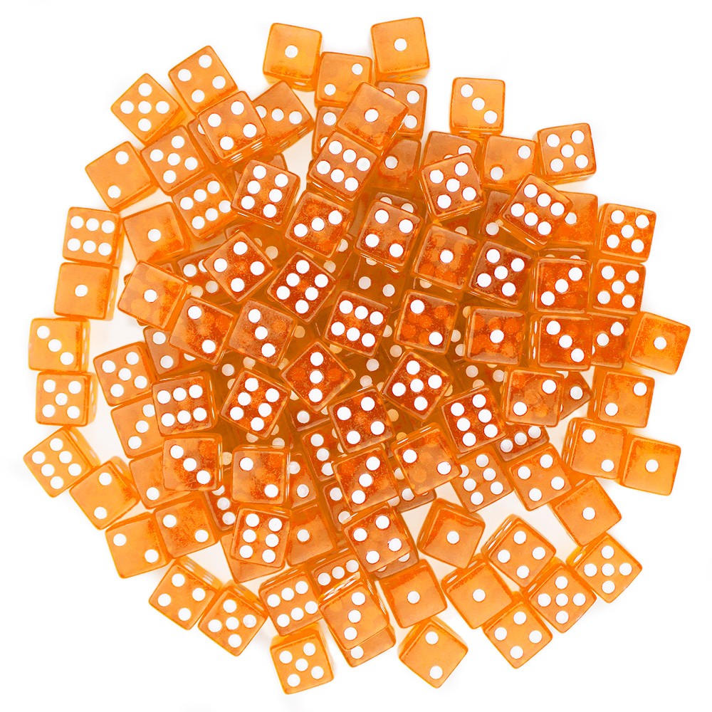 100 Orange Dice - 16 mm