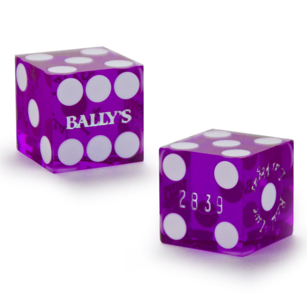 Pair (2) of Official 19mm Casino Dice Used at Bally's Casino