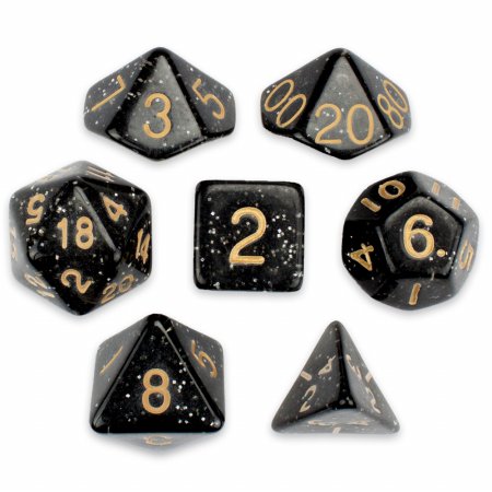 7 Die Polyhedral Set in Velvet Pouch, Stardust