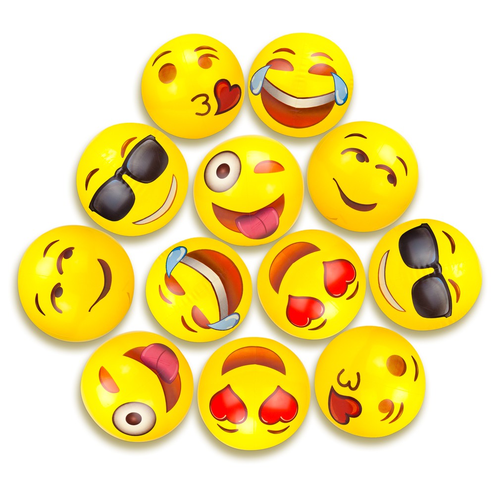 12" Emoji Beach Balls, Pack of 12
