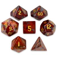 Set of 7 Handmade Stone Polyhedral Dice, Poppy Jasper