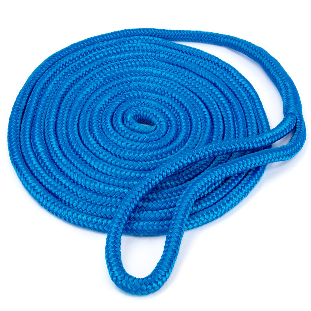 15' Double-Braided Nylon Dockline, Blue