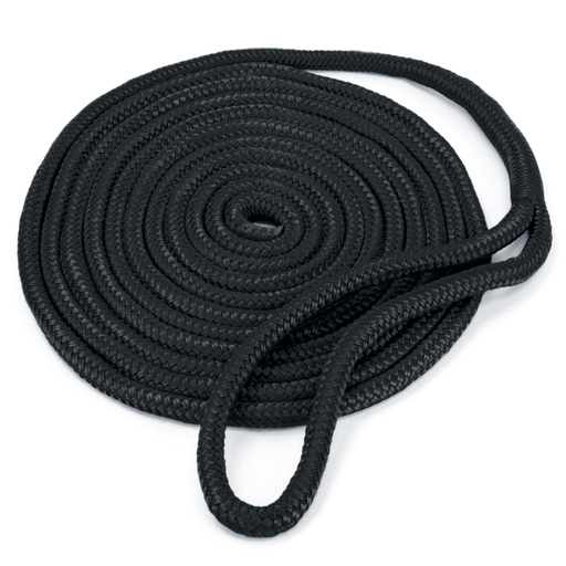 15' Double-Braided Nylon Dockline, Black