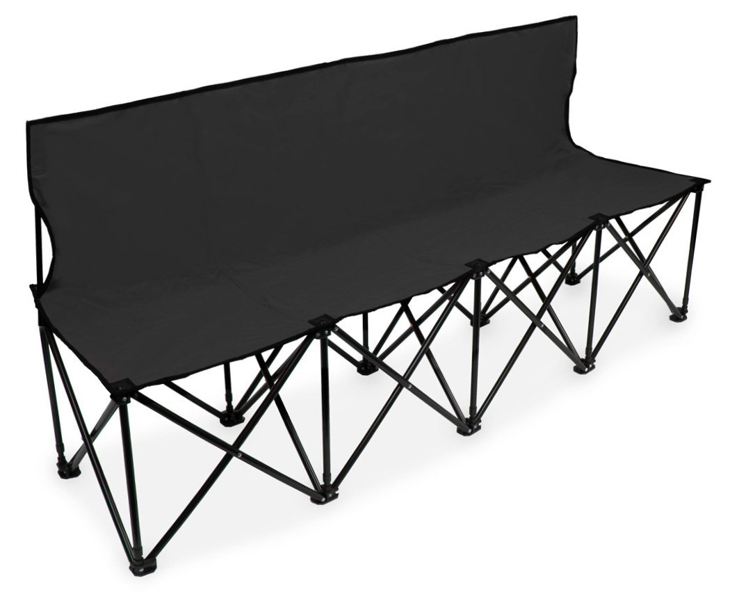 6-Foot Portable Folding 4 Seat Bench with Back, Black