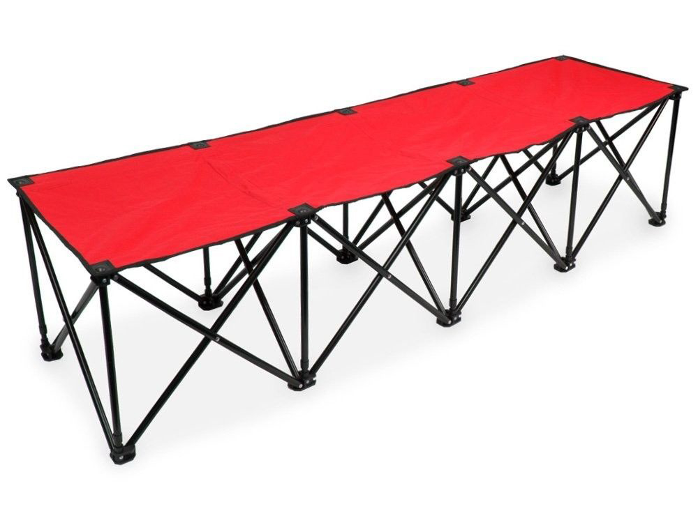 6-Foot Portable Folding 4 Seat Bench, Red