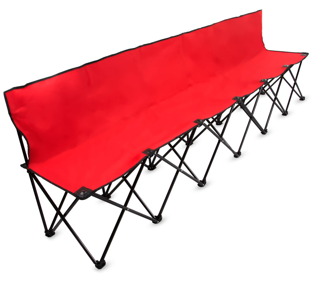 8-Foot Portable Folding 6 Seat Bench with Back, Red