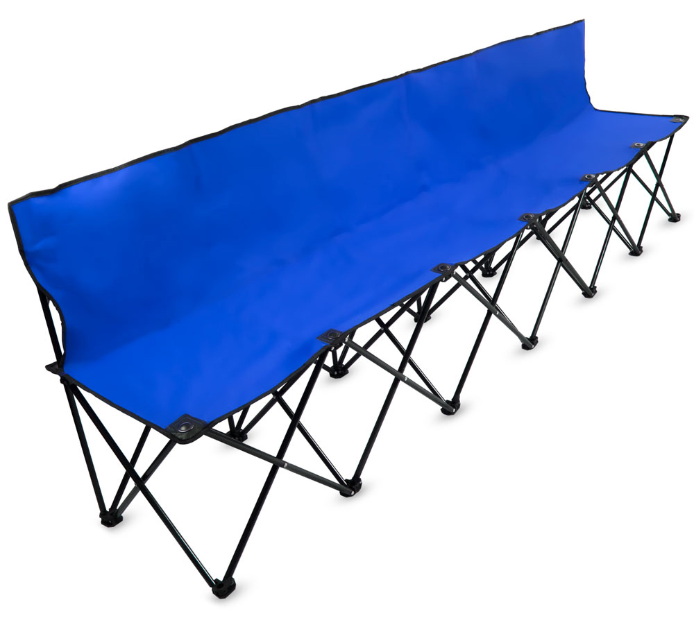 8-Foot Portable Folding 6 Seat Bench with Back, Blue