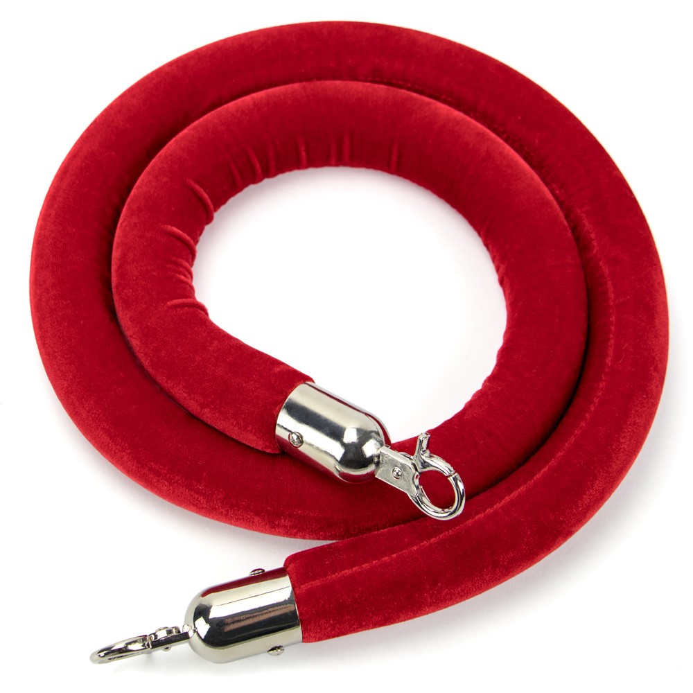 4.5-foot Red Velvet Rope, Silver