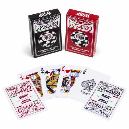 Modiano WSOP 2015 Plastic Playing Cards - Red/Black - Bridge